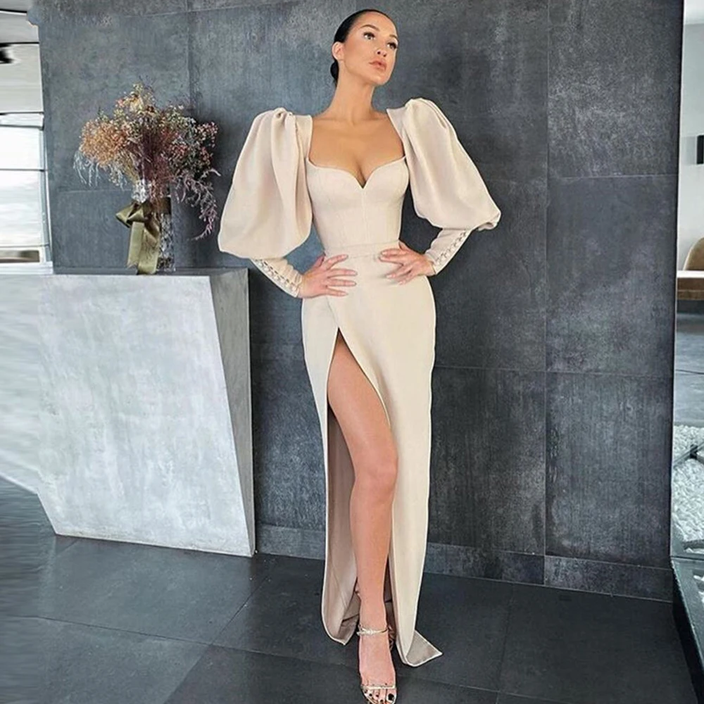Stain Mermaid Evening Dresses Long 2021 Long Puff Sleeves Prom Gowns Side Split Sweetheart Custom Party Dress vestido de fiesta
Stain Mermaid Evening Dresses Long 2021 Long Puff Sleeves Prom Gowns Side Split Sweetheart Custom Party Dress vestido de fiesta