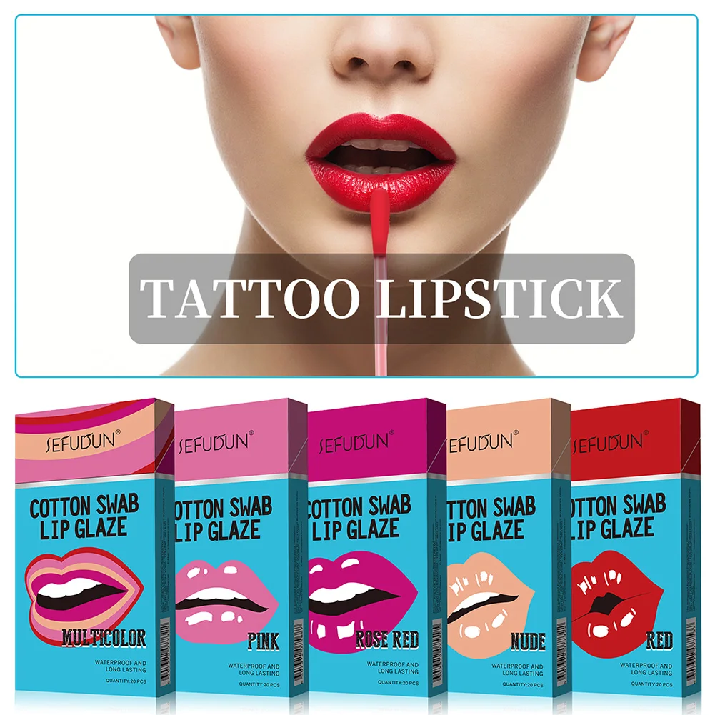 20pcs/box Tattoo Lipstick Cotton Swab Waterproof Lasting Moisture Disposable Lipgloss Non-sticky Moisturizing Lip Balm For Women
20pcs/box Tattoo Lipstick Cotton Swab Waterproof Lasting Moisture Disposable Lipgloss Non-sticky Moisturizing Lip Balm For Women