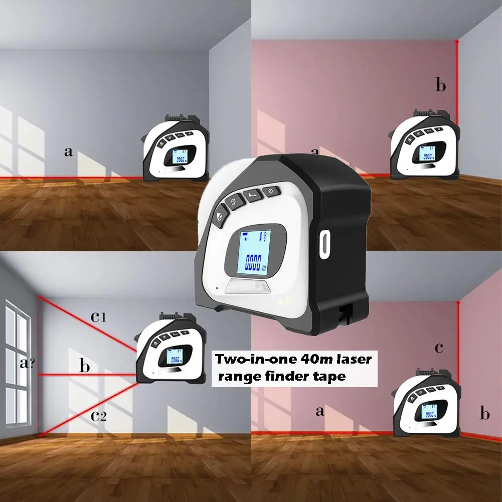 2-in-1 Infrared Laser Tape Measure Rangefinder Portable USB Charging Convenient Durable Measuring Range Distance Meter
2-in-1 Infrared Laser Tape Measure Rangefinder Portable USB Charging Convenient Durable Measuring Range Distance Meter