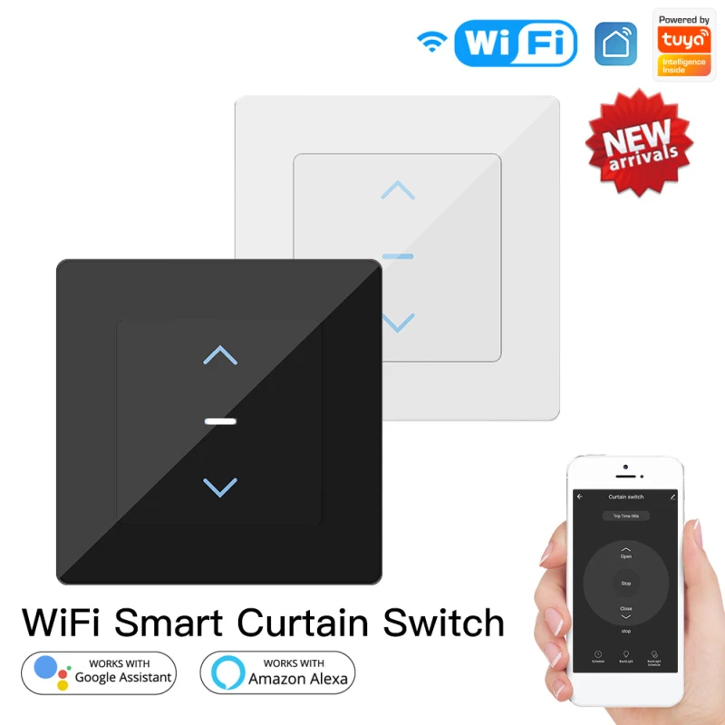 Tuya WiFi Smart Touch Design Curtain Switch For Motorized Curtains And Roller Blinds Work With Life App Alexa Google Home | Электроника