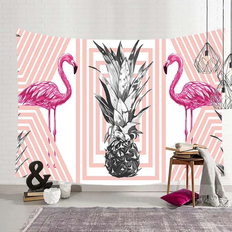 

Tapestry Ins Scandinavian Flamingo Abstract Impressionism Oil Painting Style Dormitory Bedroom Decoration Background Fabric