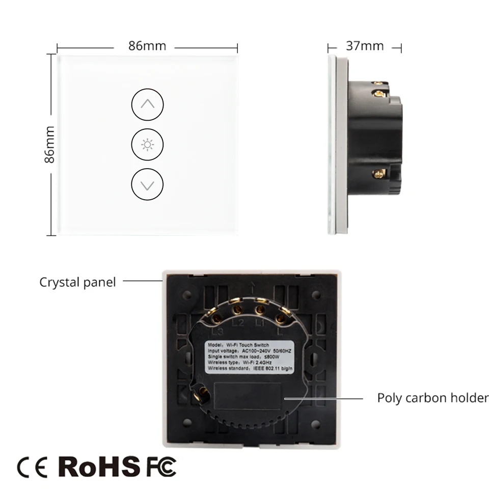 Wifi Smart Wall Touch Light Dimmer Switch EU Standard APP Remote Control Works with Amazon Alexa and Google Home
Wifi Smart Wall Touch Light Dimmer Switch EU Standard APP Remote Control Works with Amazon Alexa and Google Home