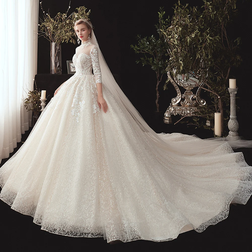 Dioflyusa Winter Engagement Ball Bride Gown 2021 Vintage Luxury Romantic Champagne High Neck Princess Embroidery Wedding Dress 
Dioflyusa Winter Engagement Ball Bride Gown 2021 Vintage Luxury Romantic Champagne High Neck Princess Embroidery Wedding Dress