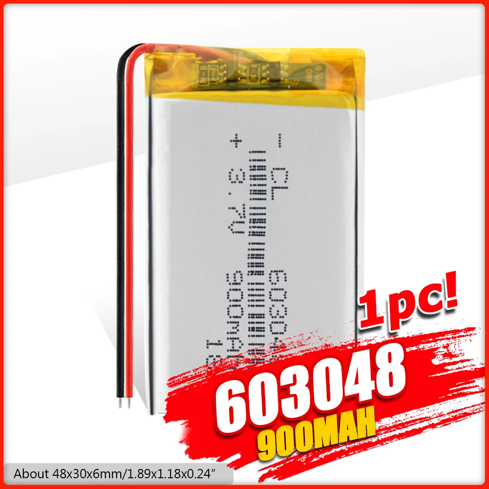 

YCDC 3.7V 900mAh 603048 Rechargeable Battery Lithium Polymer Li-Po li ion cells For LED Light DVD GPS MP5 PDA PSP power bank