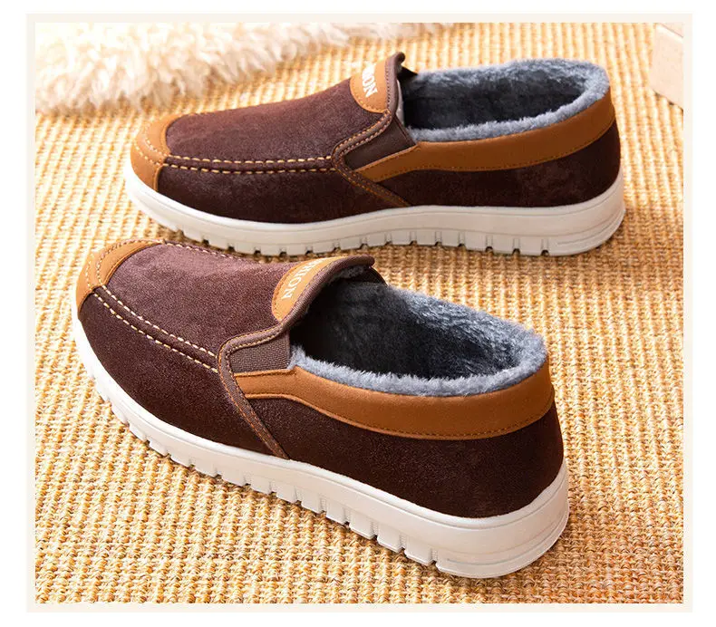autumn and winter pedal breathable canvas shoes middle-aged and old non-slip warm shoes