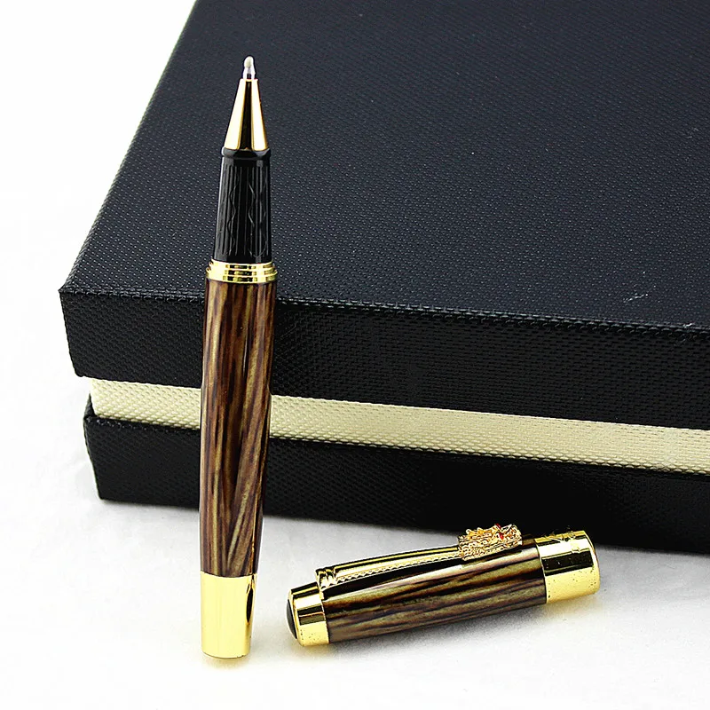 

Luxurious and beautiful Emboss Dragon Rollerball Pen Gift High-end Gold Dragon Clip Black Ink Refill 0.5mm Ballpoint Pens