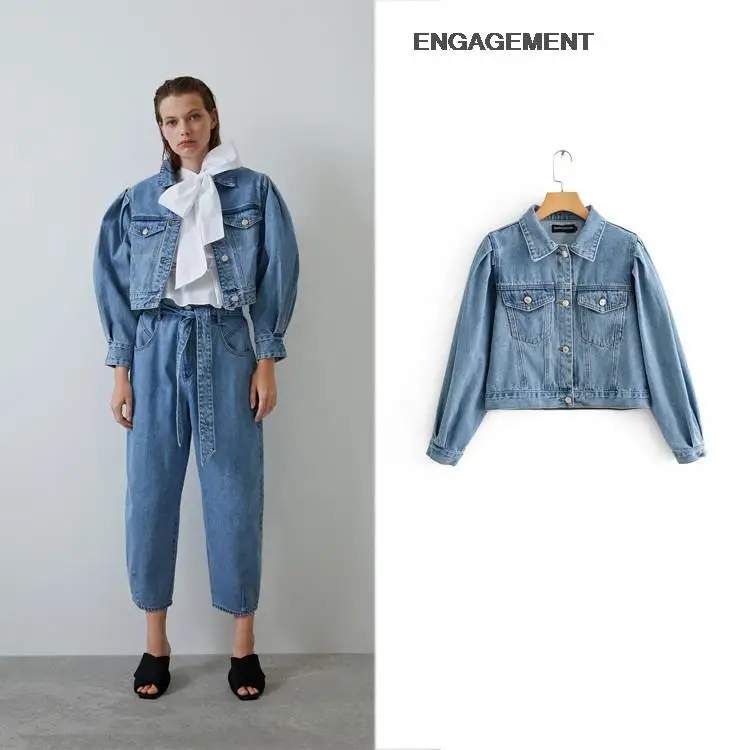 ENGAGEMENT Za 2021 Trafaluc Lantern sleeve short denim jacket autumn splicing small jacket top 
ENGAGEMENT Za 2021 Trafaluc Lantern sleeve short denim jacket autumn splicing small jacket top