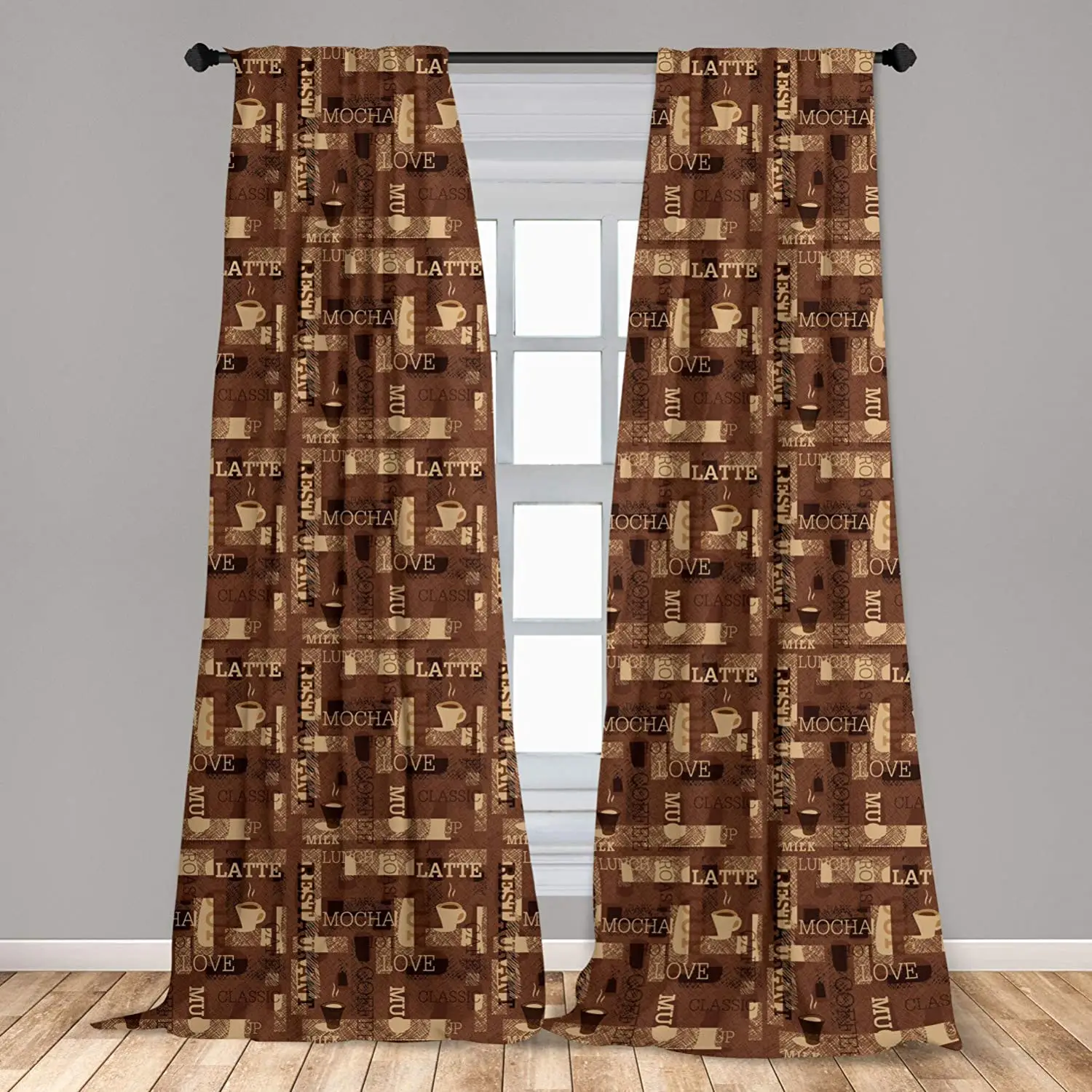 Coffee Curtain for Kids Rooms Cafeteria with Hot Mocha Latte Milk Love Typography on Scribble Backdrop Window Drapes 
Coffee Curtain for Kids Rooms Cafeteria with Hot Mocha Latte Milk Love Typography on Scribble Backdrop Window Drapes