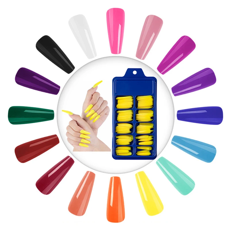 100PCS/Box 10 Sizes Pure Vairous Colors Ballet Coffin Full French ABS False Nail Tips Fake Fingernail Manicure Set 
100PCS/Box 10 Sizes Pure Vairous Colors Ballet Coffin Full French ABS False Nail Tips Fake Fingernail Manicure Set