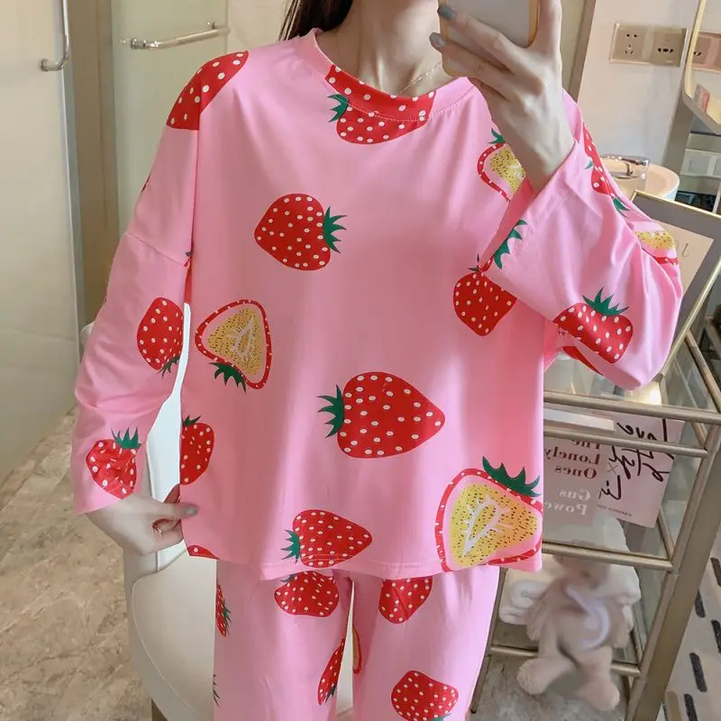 Autumn Sleepwear Cute Pajamas Two Pieces Set Ladies Long-sleeved Pullover Casual Homewear Nightwear Cotton Women's Pajamas Set w
Autumn Sleepwear Cute Pajamas Two Pieces Set Ladies Long-sleeved Pullover Casual Homewear Nightwear Cotton Women's Pajamas Set w