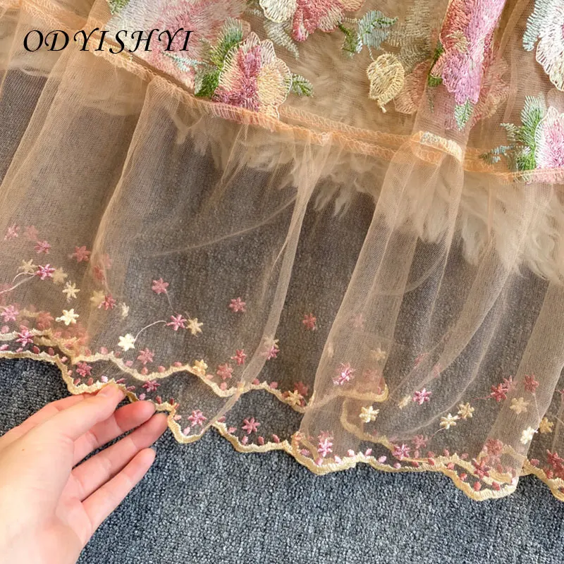 Mesh Embroidery Flower Dress Spring Women's 2021 New Holiday Long Dresses Female Temperament Vintage High Waist Slim Vestido V11
Mesh Embroidery Flower Dress Spring Women's 2021 New Holiday Long Dresses Female Temperament Vintage High Waist Slim Vestido V11