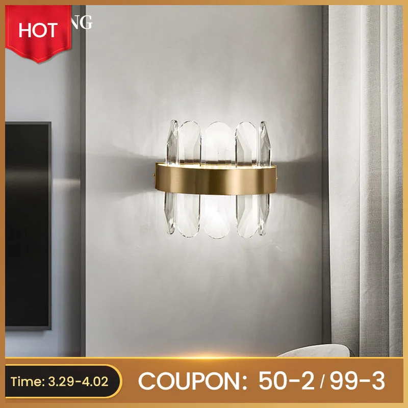 New 2021 Modern Crystal Wall Lamp Golden Indoor lamp LED Three Color Dimmable For Bedroom Living Room Corridor Mirror Lighting
New 2021 Modern Crystal Wall Lamp Golden Indoor lamp LED Three Color Dimmable For Bedroom Living Room Corridor Mirror Lighting