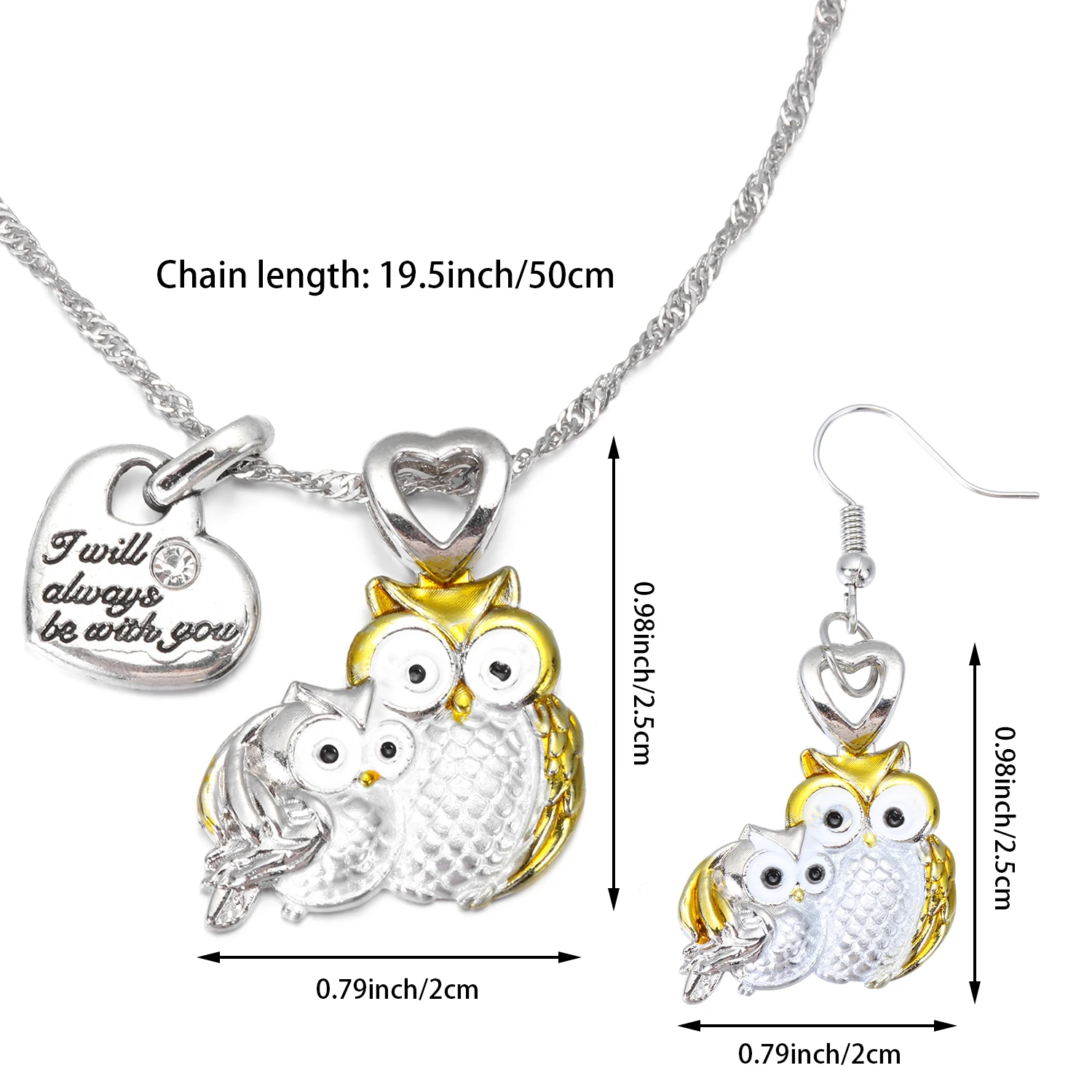 Cute Owl Necklace Owl Earring I Will Always Be with You Mother and Child Animal Pendant Two-Color Jewelry Set For Women|Girls
Cute Owl Necklace Owl Earring I Will Always Be with You Mother and Child Animal Pendant Two-Color Jewelry Set For Women|Girls