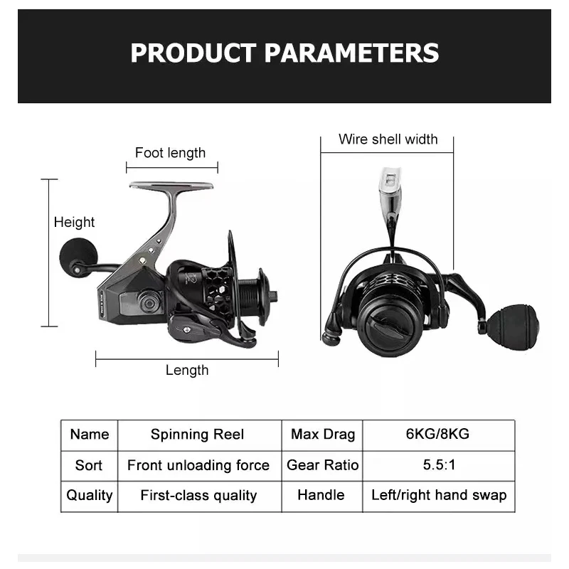 Metal Coil Spool Fishing Reel 5.5:1 Gear Ratio 14+1Bb High Speed Spinning Reel Double Axis System Quality Reel for Sea Fishing
Metal Coil Spool Fishing Reel 5.5:1 Gear Ratio 14+1Bb High Speed Spinning Reel Double Axis System Quality Reel for Sea Fishing