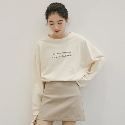 Top Autumn New Women's O-Neck Long Sleeve Simple Print Hong Kong Style Loose Casual T-Shirt Women
Top Autumn New Women's O-Neck Long Sleeve Simple Print Hong Kong Style Loose Casual T-Shirt Women