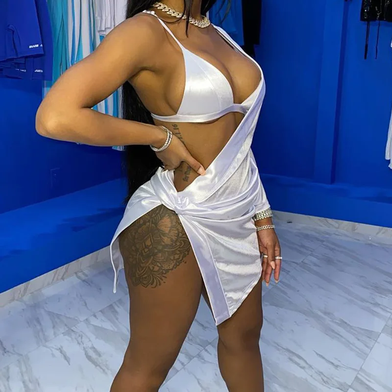 Sexy Club Party Summer Dress Women Two Piece Set Women Bra + Irregular Split Dress 2021 New Fashion One Sleeve Shirt Dress White
Sexy Club Party Summer Dress Women Two Piece Set Women Bra + Irregular Split Dress 2021 New Fashion One Sleeve Shirt Dress White