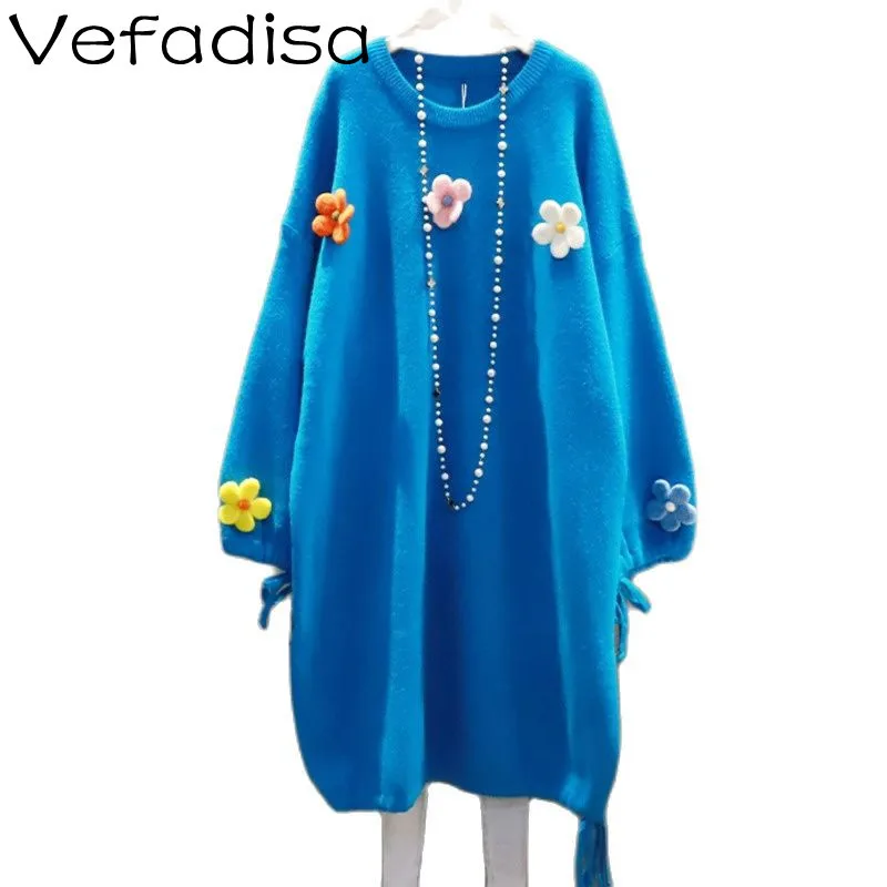 Vefadisa Fashion Three-dimensional Flower Decoration Dress 2021 Winter Pullover Round Neck Mid-length Sweater Dress TT766
Vefadisa Fashion Three-dimensional Flower Decoration Dress 2021 Winter Pullover Round Neck Mid-length Sweater Dress TT766