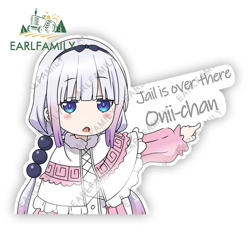 

EARLFAMILY 13cm X 10.6cm for Miss Kobayashi's Dragon Maid Car Stickers Creative Personality Decals Waterproof Car Door Protector