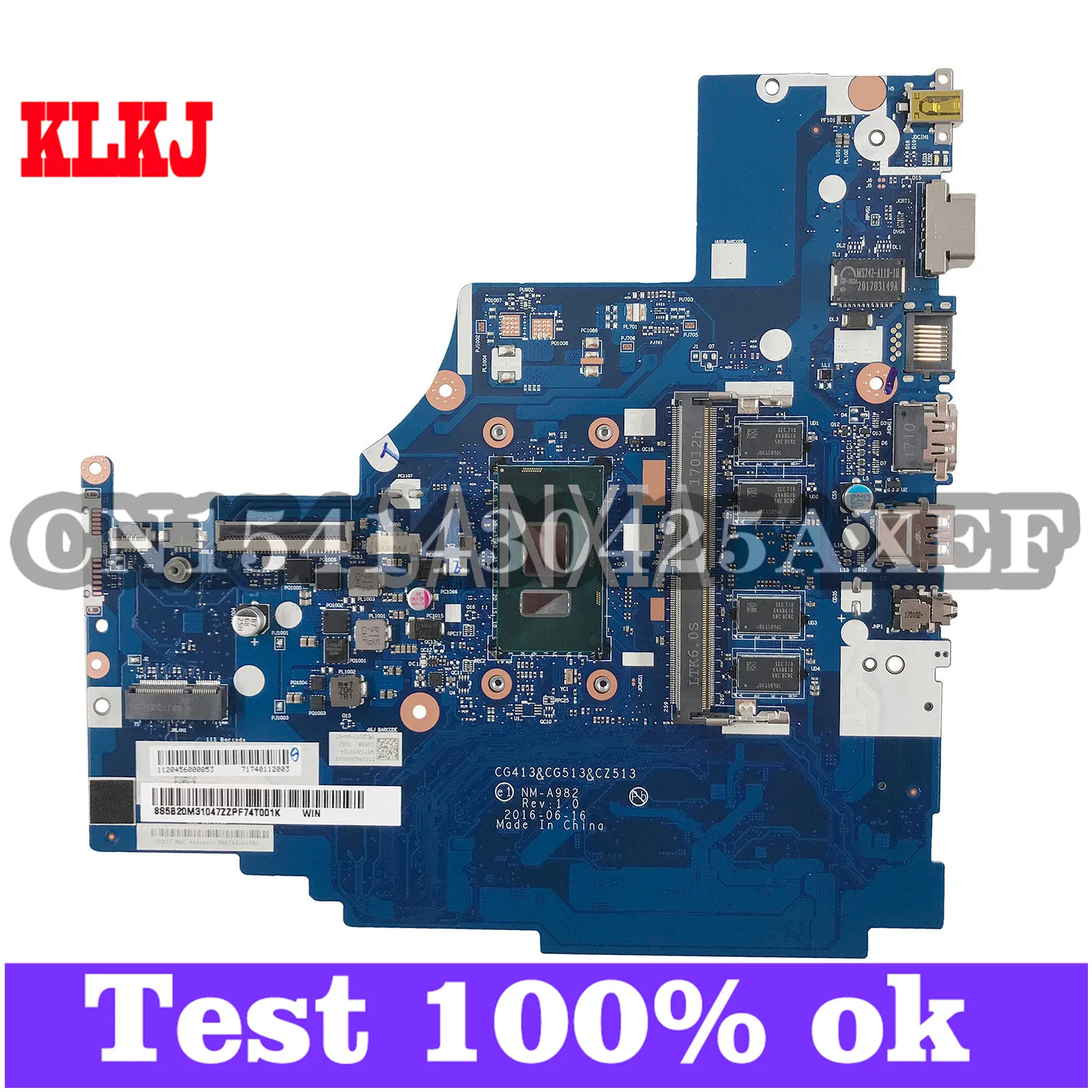 KLKJ NM-A982 Laptop Motherboard For Lenovo 310-15IKB Original Mainboard 4G-RAM I7-7500U
KLKJ NM-A982 Laptop Motherboard For Lenovo 310-15IKB Original Mainboard 4G-RAM I7-7500U