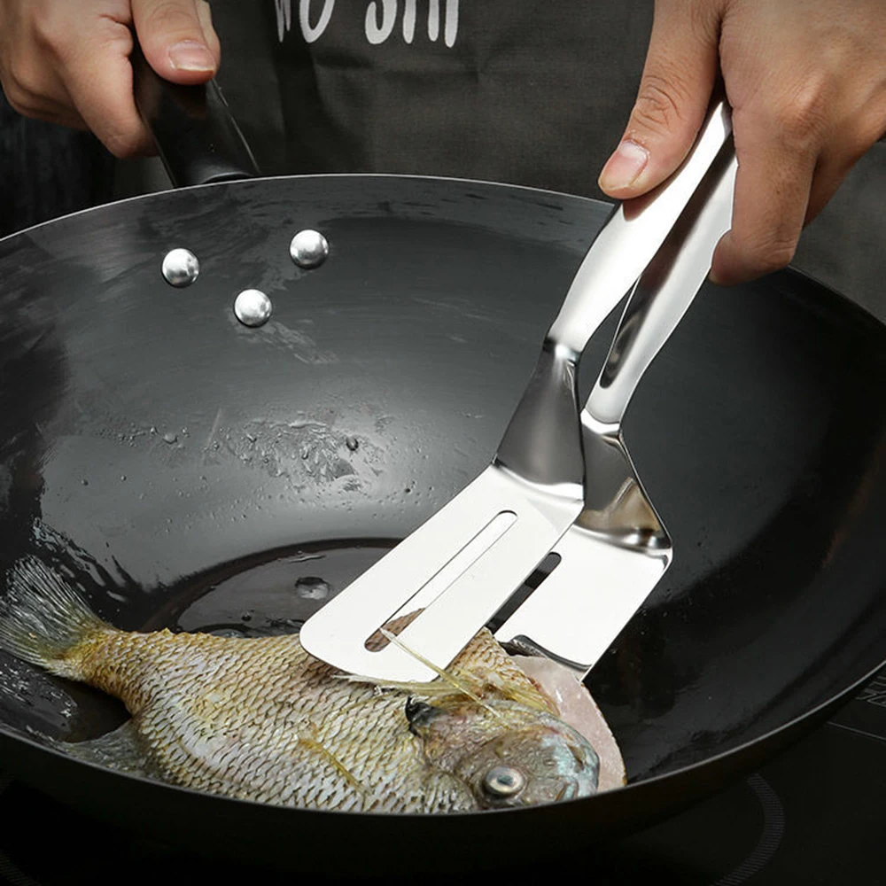 Double Sided Spatula Tongs Multifunctional Stainless Steel Food Flipping Spatula Tongs Clip for Beefsteak Bread Hamburger BBQ 
Double Sided Spatula Tongs Multifunctional Stainless Steel Food Flipping Spatula Tongs Clip for Beefsteak Bread Hamburger BBQ