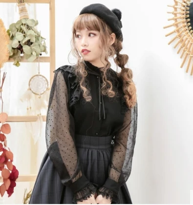 Princess sweet lolita blouse Dolly Delly Original design dot doll Lace Chiffon fly sleeve Lolita blouse women Dolley-00160
Princess sweet lolita blouse Dolly Delly Original design dot doll Lace Chiffon fly sleeve Lolita blouse women Dolley-00160