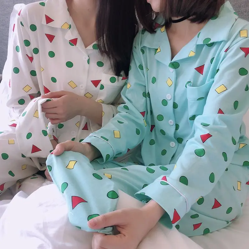 Long-sleeved Pajamas Women Cartoon Sweet and Cute Geometric Home Clothes Women's Pull Frame Cotton Suit
Long-sleeved Pajamas Women Cartoon Sweet and Cute Geometric Home Clothes Women's Pull Frame Cotton Suit