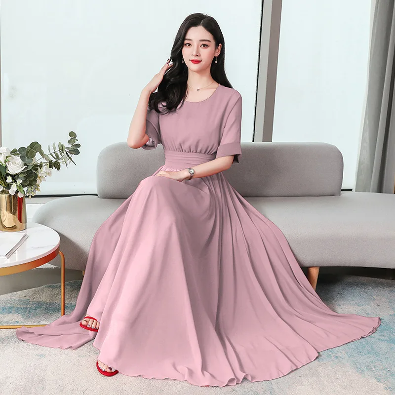 2021 summer fashion round neck sweet new light ripe temperament elegant gentle French swing chiffon holiday dress
2021 summer fashion round neck sweet new light ripe temperament elegant gentle French swing chiffon holiday dress