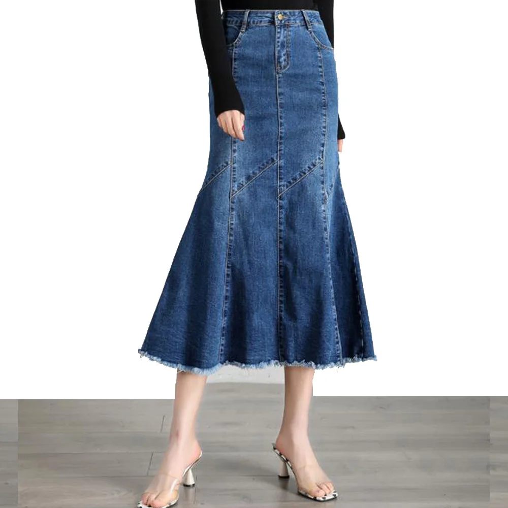 Skirts Summer New Korean Elegant Long Skirt High Waist Jeans Skirt For Women Office Lady Ruffles Denim Mermaid Skirt Maxi Jupe
Skirts Summer New Korean Elegant Long Skirt High Waist Jeans Skirt For Women Office Lady Ruffles Denim Mermaid Skirt Maxi Jupe