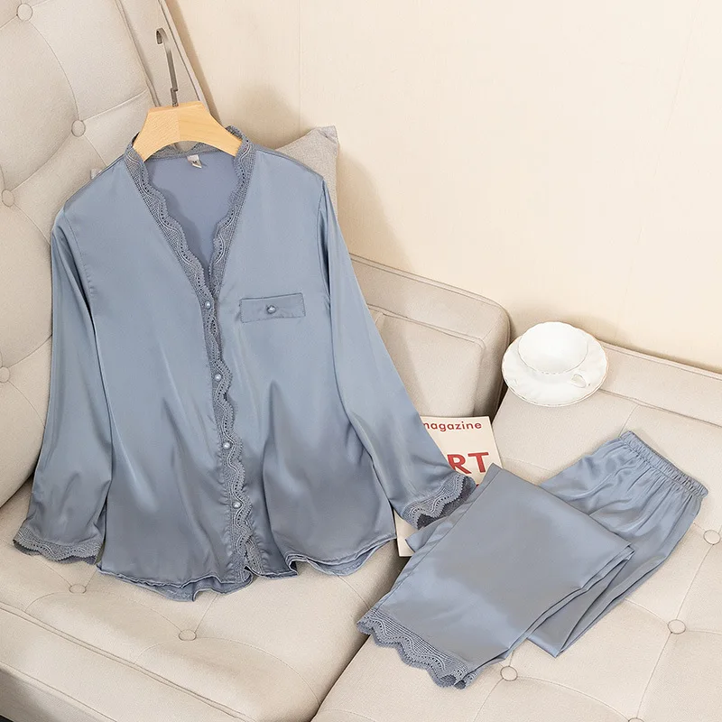 Wmyqdlq Pyjama Suit Faux Silk Women Pajamas Set 2 Pieces Satin Stripes Polka Dot Printed Sleepwear Long Sleeves Autumn Homewear
Wmyqdlq Pyjama Suit Faux Silk Women Pajamas Set 2 Pieces Satin Stripes Polka Dot Printed Sleepwear Long Sleeves Autumn Homewear