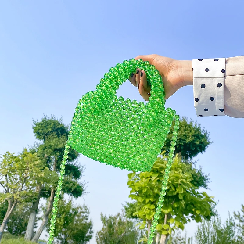 Clear Colored Crystal Beaded Shoulder bags Women Handmade Beads Small Clutch Handbag Girls Transparent Beach Bag Holiday 
Clear Colored Crystal Beaded Shoulder bags Women Handmade Beads Small Clutch Handbag Girls Transparent Beach Bag Holiday