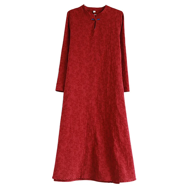 2021 Spring Fall New Retro Buckle Cotton Linen Loose Vintage Long Dress Jacquard Weave
2021 Spring Fall New Retro Buckle Cotton Linen Loose Vintage Long Dress Jacquard Weave