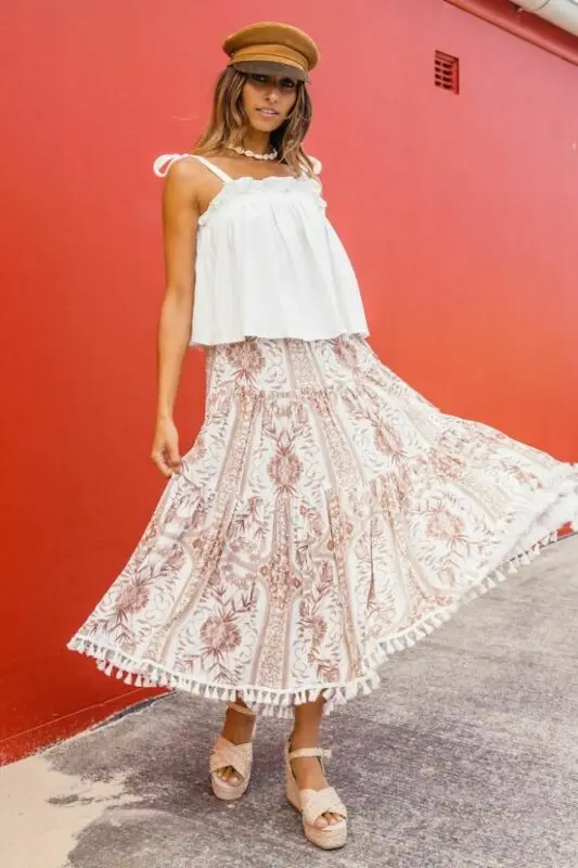 Женская юбка Womail летняя женская винтажная с высокой талией и коралловым принтом