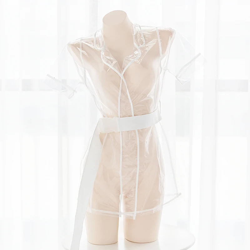 Women Transparent Windbreaker Jacket Personality Overalls Short sleeve Coat Underwear Woven Buckle Belt Sets Sleepwear Cosplay
Women Transparent Windbreaker Jacket Personality Overalls Short sleeve Coat Underwear Woven Buckle Belt Sets Sleepwear Cosplay