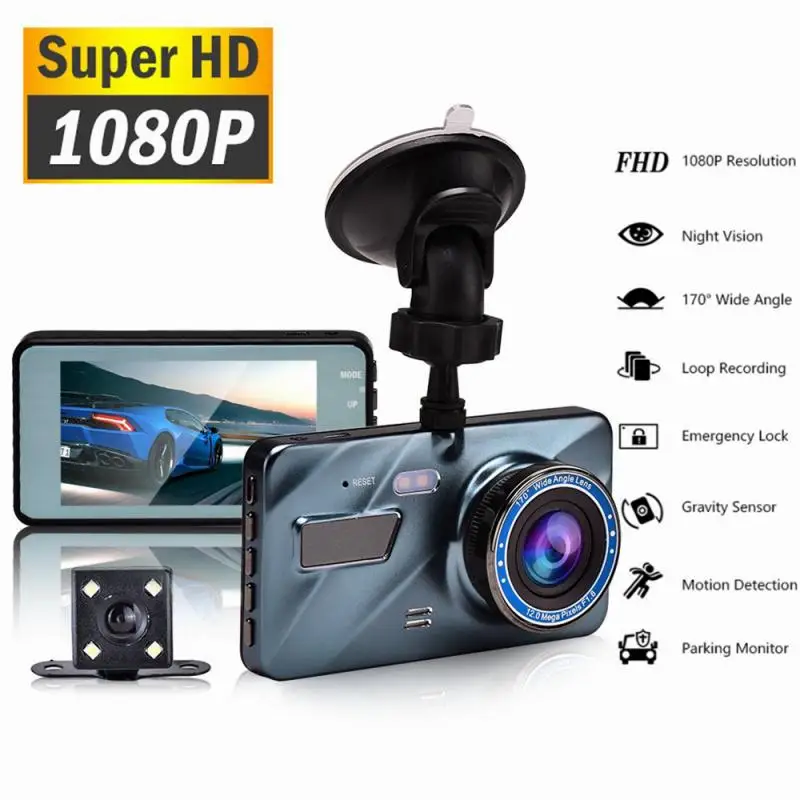 1080P Car Dash Cam Video Recorder 3.6" Front/Rear Dual Cameras Cycle Recording, Night Vision, Wide Angle Dashcam Video Registrar 
1080P Car Dash Cam Video Recorder 3.6" Front/Rear Dual Cameras Cycle Recording, Night Vision, Wide Angle Dashcam Video Registrar
