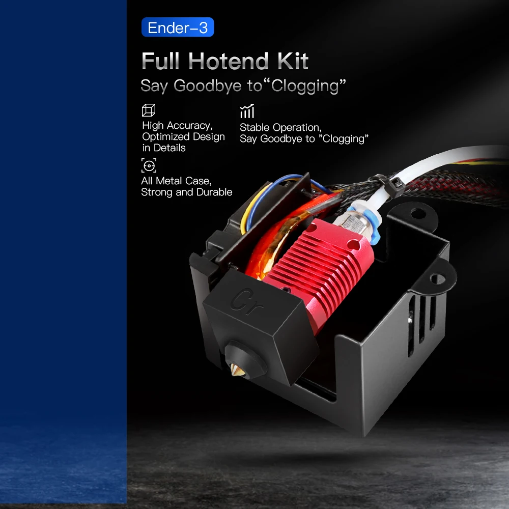 Creality Ender-3 Full Hotend, 3D принтер, сборный экструдер, комплект Hotend с вентилятором и соплом в металлическом корпусе для Ender 3 Pro/3S
Creality Ender-3 Full Hotend, 3D принтер, сборный экструдер, комплект Hotend с вентилятором и соплом в металлическом корпусе для Ender 3 Pro/3S