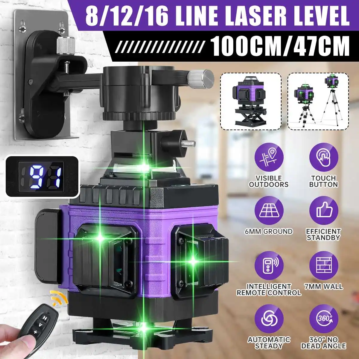 Level Laser Max 16 Line 360 Horizontal Vertical Cross 4D Green Light Self-Leveling Powerful Laser Laser With Romote Controll
Level Laser Max 16 Line 360 Horizontal Vertical Cross 4D Green Light Self-Leveling Powerful Laser Laser With Romote Controll