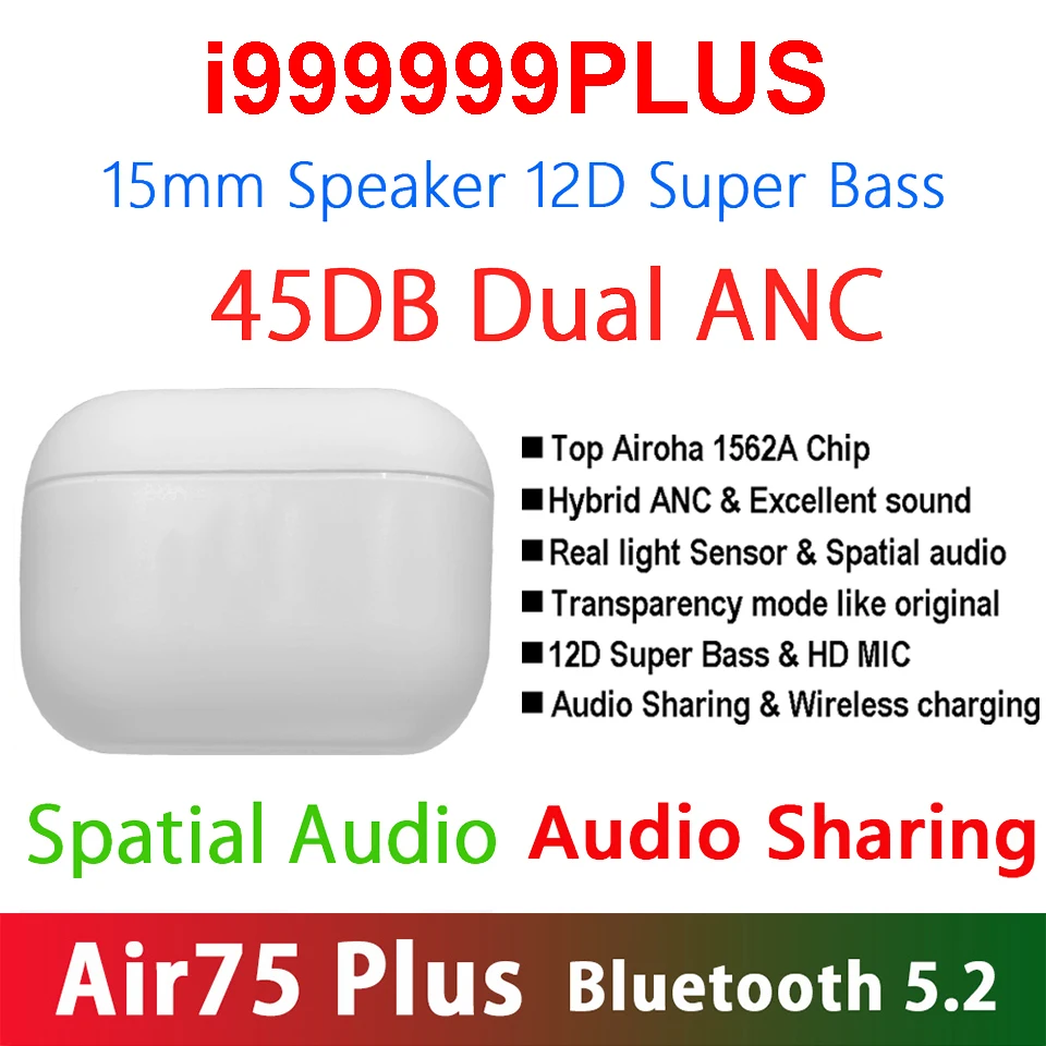 Original i999999 Plus wireless bluetooth headset Airoha 1562s earbuds for Xiaomi Android Pk i90000 Tws i99999 Pro Air 3
Original i999999 Plus wireless bluetooth headset Airoha 1562s earbuds for Xiaomi Android Pk i90000 Tws i99999 Pro Air 3