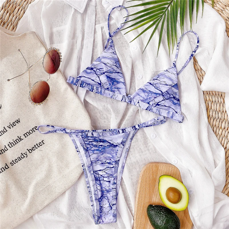 Fors Tie-dye triangle swimsuit female Push up micro bikinis 2020 mujer High cut swimwear women Blue print bathing suit swim suit
Fors Tie-dye triangle swimsuit female Push up micro bikinis 2020 mujer High cut swimwear women Blue print bathing suit swim suit