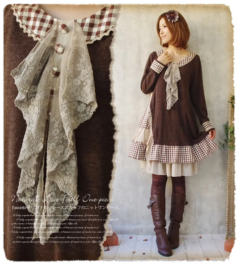 Autumn & Winter Japanese Mori Girl Style Cotton Collar Plaid Long Sleeve Knee Length Asymmetrical Retro Vintage Dress
Autumn & Winter Japanese Mori Girl Style Cotton Collar Plaid Long Sleeve Knee Length Asymmetrical Retro Vintage Dress