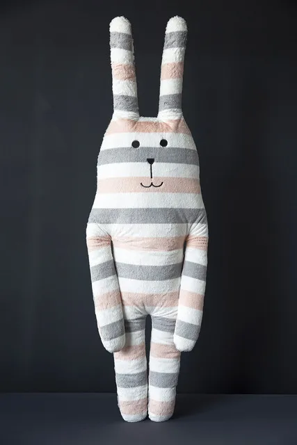 C286-12 Simple PINK GRAY RAB L / Игрушка мягконабивная изображающая Зайца | Игрушки и хобби