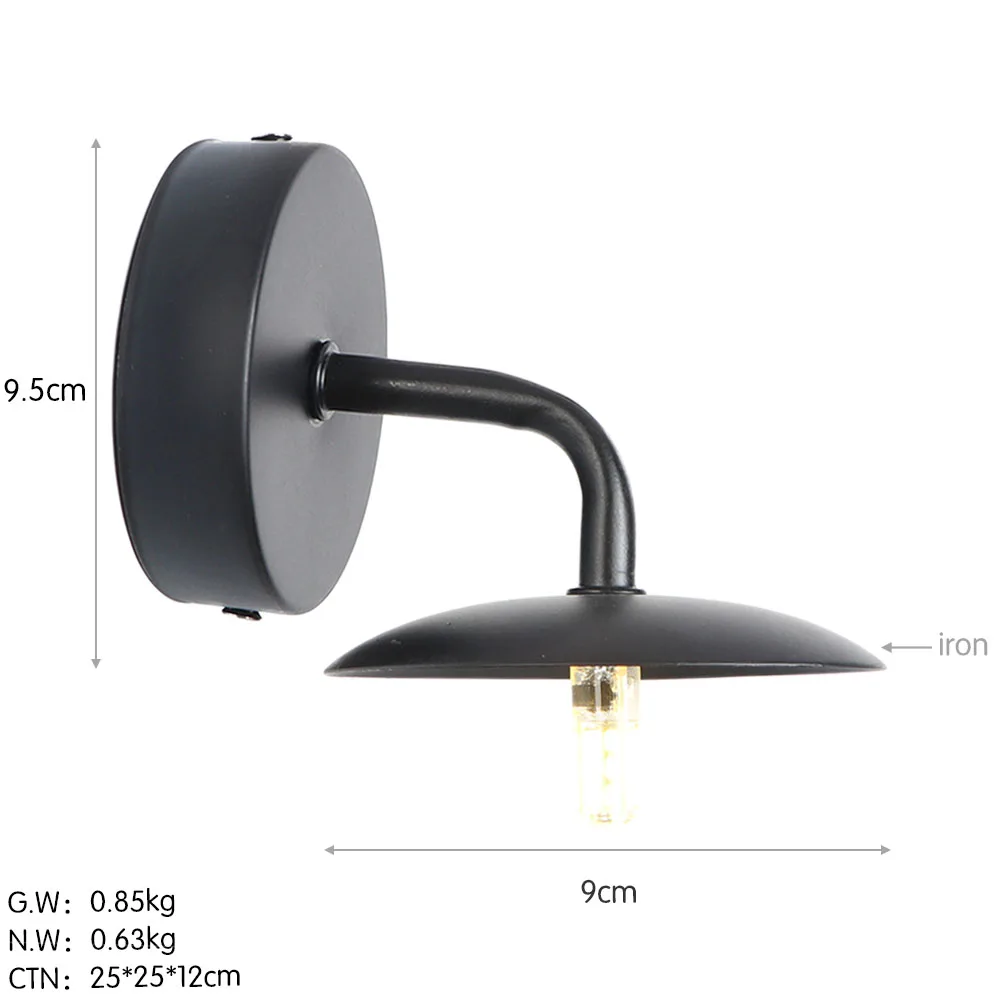 Европейская винтажная ретро мини черная металлическая настенная лампа E27 110 240 В