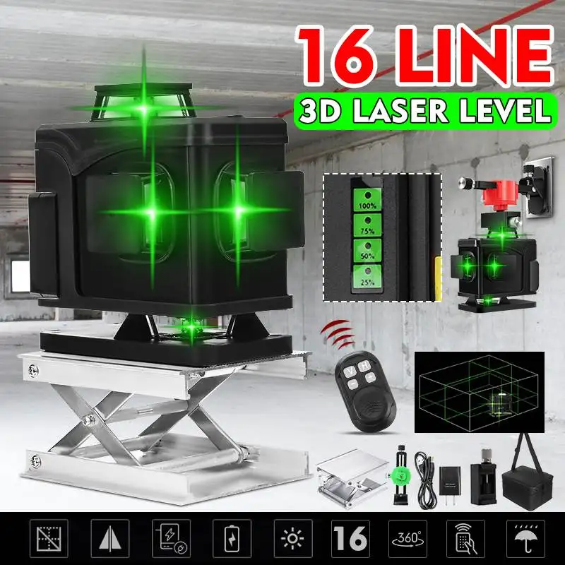 16 Green Lines Laser Level+Remote Controller 3D Self-Leveling 360 Horizontal And Vertical Cross Outdoor Powerful Laser Beam Line
16 Green Lines Laser Level+Remote Controller 3D Self-Leveling 360 Horizontal And Vertical Cross Outdoor Powerful Laser Beam Line