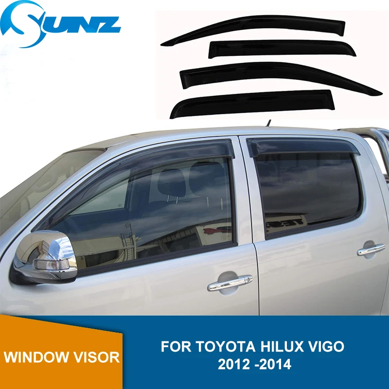 Фото Ветровые дефлекторы для Toyota Hilux Vigo 2012 2013 2014 двойная кабина черный оконный козырек(China)