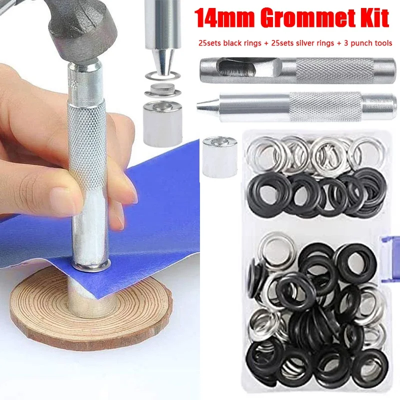 Eyelet Pliers Tool Kit with 50sets 14 Mm Eyelets Grommet Tool Kit Punch Eyelets for Leather Fabric Tarpaulin Paper Curtain
Eyelet Pliers Tool Kit with 50sets 14 Mm Eyelets Grommet Tool Kit Punch Eyelets for Leather Fabric Tarpaulin Paper Curtain