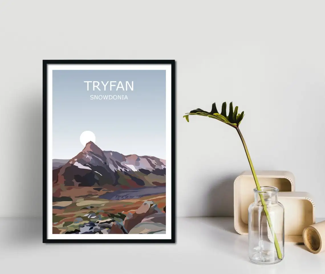 Tryfan Art Print, Wales Landscape, Welsh Walking Ogwen Valley Peak, Cymru Travel Poster, Glyderau Hiking Gift
Tryfan Art Print, Wales Landscape, Welsh Walking Ogwen Valley Peak, Cymru Travel Poster, Glyderau Hiking Gift