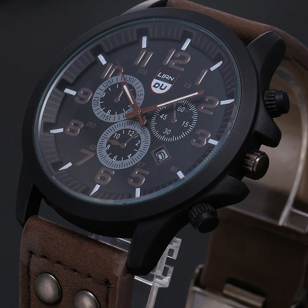 2020Waterproof military leather date analog quartz army men's quartz watch men's wrist party decoration costume dress watch gift
2020Waterproof military leather date analog quartz army men's quartz watch men's wrist party decoration costume dress watch gift