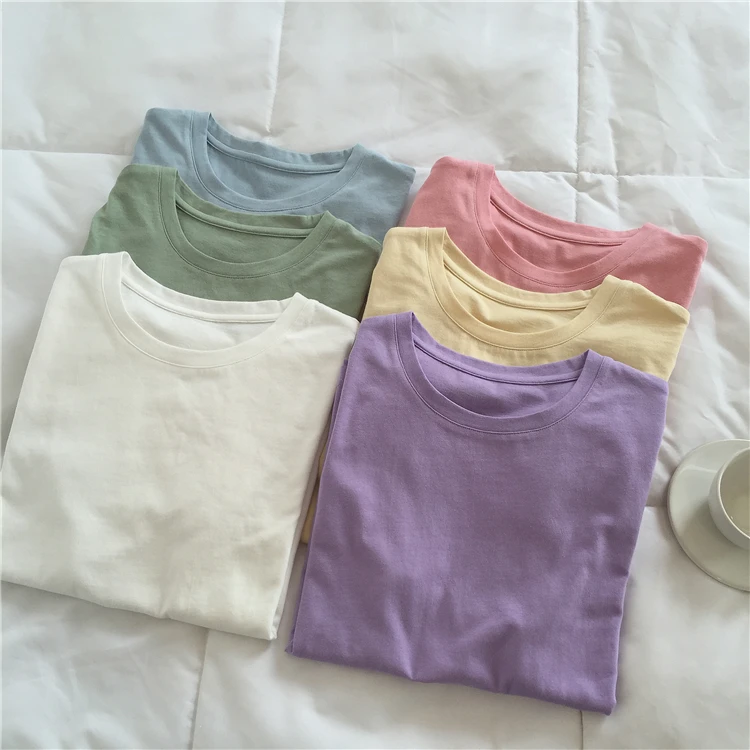 2021 Women Summer T Shirt Short Sleeve Candy Color Women White Cotton T-Shirts Vintage High Quality Tops For Women Tees Blusa
2021 Women Summer T Shirt Short Sleeve Candy Color Women White Cotton T-Shirts Vintage High Quality Tops For Women Tees Blusa
