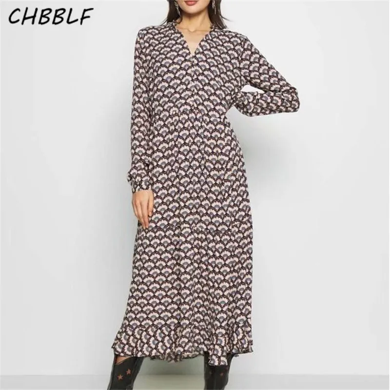 CHBBLF women elegant ruffled V neck dress long sleeve female fashion pleated dresses XDN9422
CHBBLF women elegant ruffled V neck dress long sleeve female fashion pleated dresses XDN9422