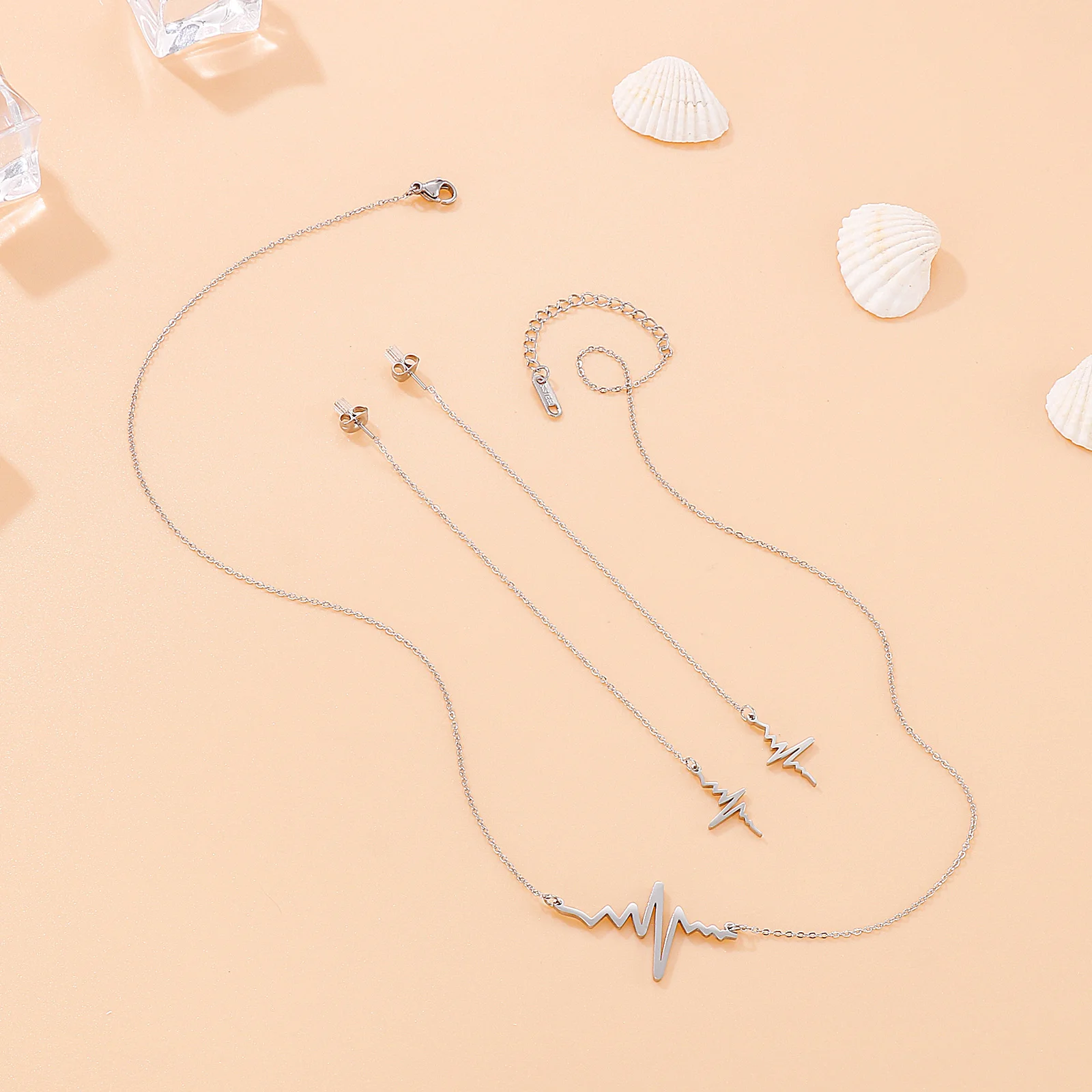 Trendy ECG Necklace and Earrings Set Ladies Super Long Tassel Earrings Three-color Sweet Stainless Steel Jewelry Set 2021
Trendy ECG Necklace and Earrings Set Ladies Super Long Tassel Earrings Three-color Sweet Stainless Steel Jewelry Set 2021