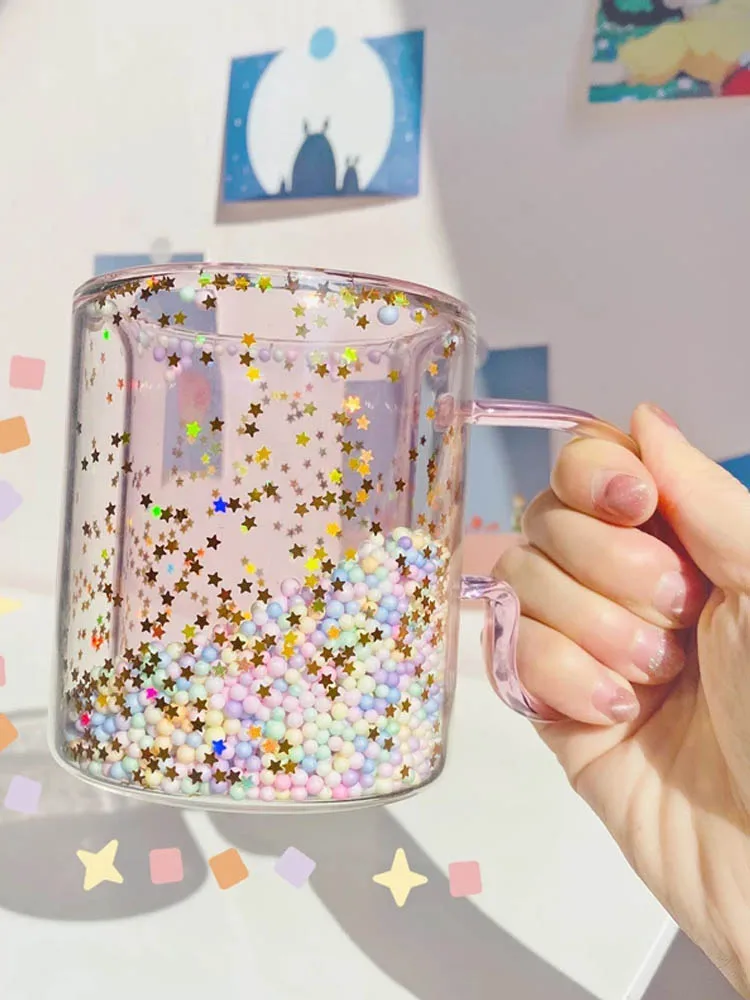 Heart Bubble Star Sky Cup Star Sequin Creative Cute Double Glass Heat Home Office Coffee Drinkware Cup Valentine's Day Gifts
Heart Bubble Star Sky Cup Star Sequin Creative Cute Double Glass Heat Home Office Coffee Drinkware Cup Valentine's Day Gifts
